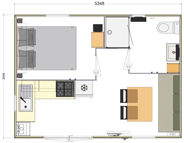 plan mobile home Théa - 20 m²
